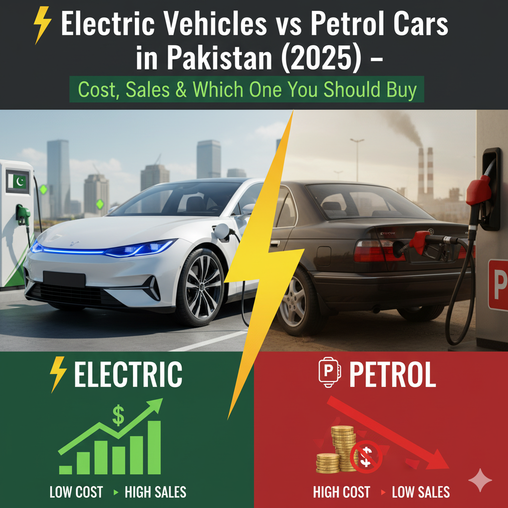 ⚡ Electric Vehicles vs Petrol Cars in Pakistan (2025) – Cost, Sales & Which One You Should Buy
